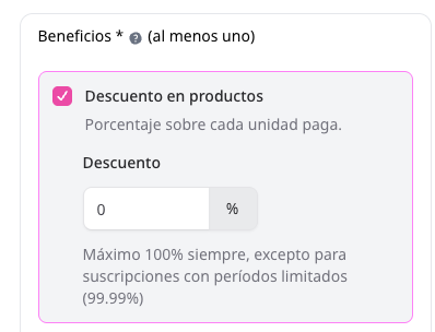Beneficio Descuento en productos