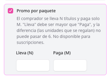 Beneficio Promo por paquete